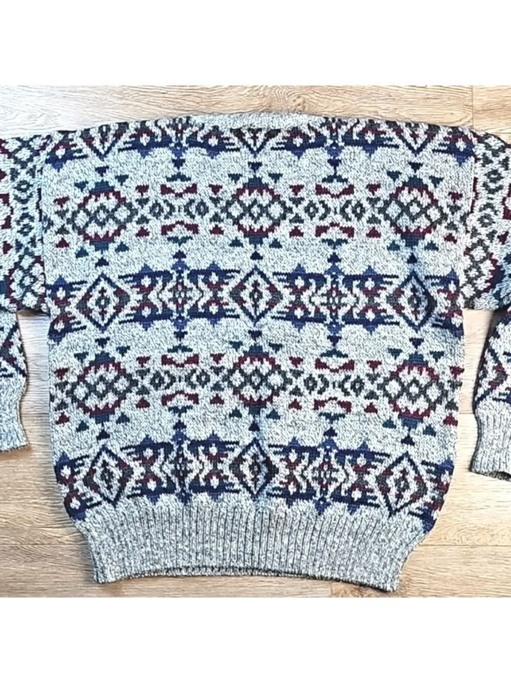 Nomadic Traders 100% Wool Knit Southwest Nordic Crew Neck Pullover Sweater